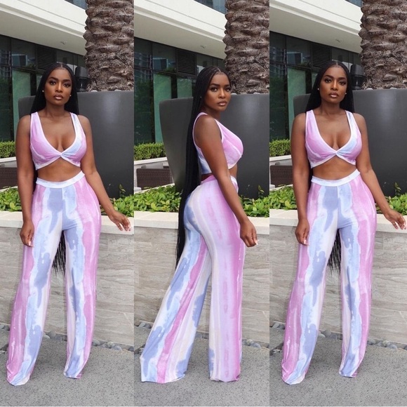 Women's Purple Streaks Pants Set, Size Large, Gently Worn - Picture 5 of 6